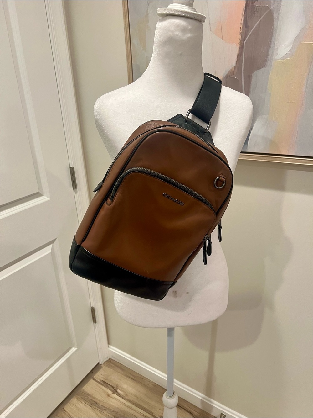Coach Graham Pack C2931 CrossBody Bag In Saddle Brown Black Leather Gunmetal